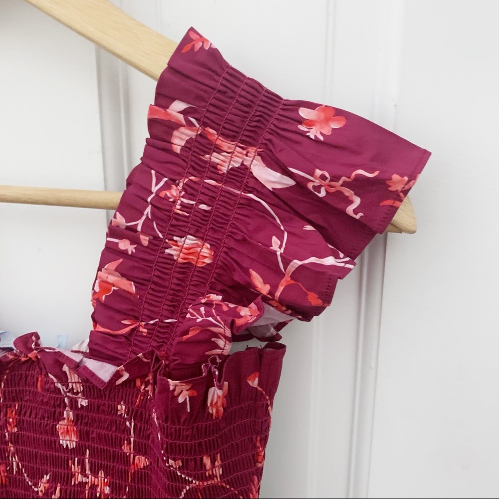 Hill House Paz Top in Burgundy Botanical - Picture 5 of 8